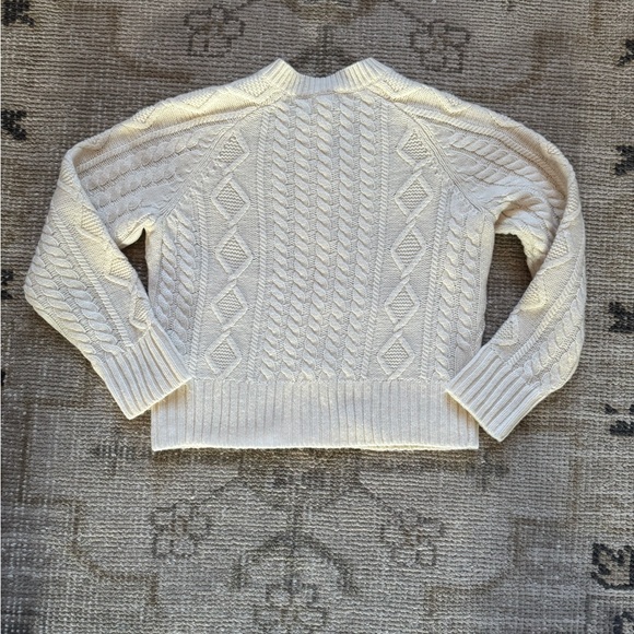 J Crew Ivory Cable Knit Brass Button Cardigan - Picture 4 of 4